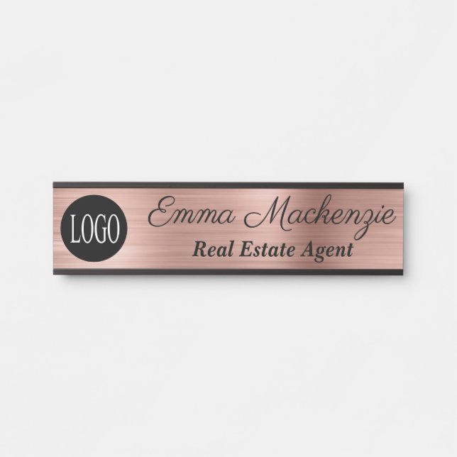 Rose Gold Custom Logo Signs for Office Door (Front)