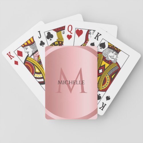 Rose Gold Custom Monogram Elegant Modern Template Poker Cards