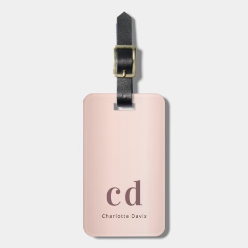 Rose gold custom monogram name modern luggage tag