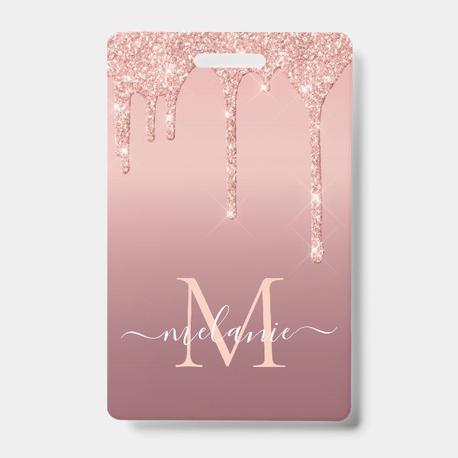 Rose Gold Custom Name and Letter Badge Template (Front)