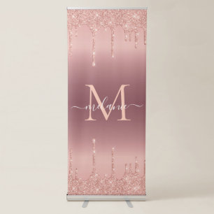 Rose Gold Custom Name Letter Retractable Banner