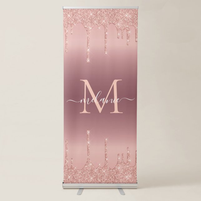 Rose Gold Custom Name Letter Retractable Banner (Front)