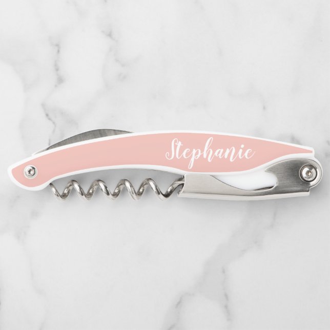 Rose Gold Custom Script Monogram Waiter's Corkscrew (Back)
