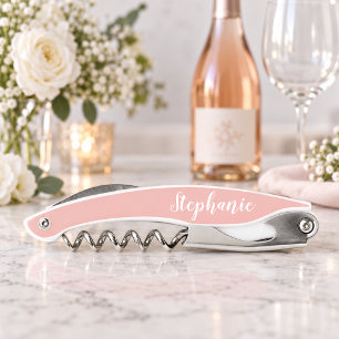 Rose Gold Custom Script Monogram Waiter's Corkscrew