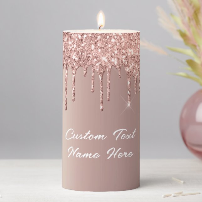 Rose Gold  Custom Text Name Candle (In Situ)