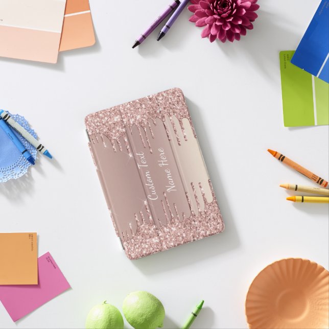 Rose Gold Custom Text Name iPad Air Cover Gift (In Situ)
