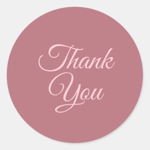 Rose Gold Custom Thank You Text Elegant Template Classic Round Sticker