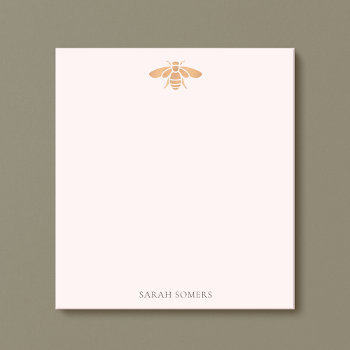Rose Gold Cute Bee  Pink Nature Personalized Notepad by sm_business_cards at Zazzle