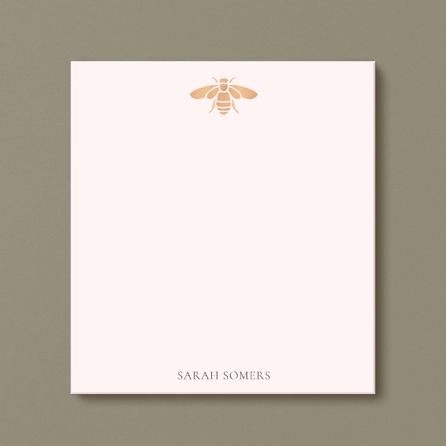 Rose Gold Cute Bee  Pink Nature Personalized Notepad (Creator Uploaded)