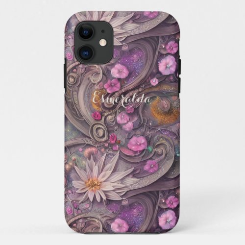 Rose Gold Daisy and Pansies Elegant Floral iPhone 11 Case