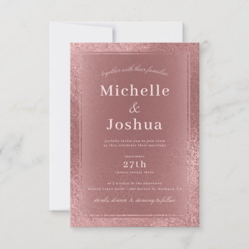 Rose Gold Damask Foil Wedding Invitation