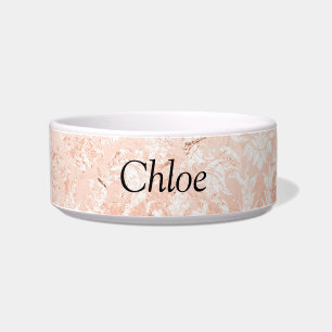 Rose Gold Damask Pet Bowl