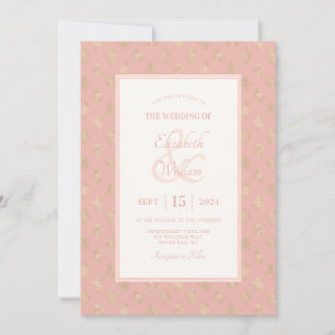Rose Gold Damask Wedding Invitation