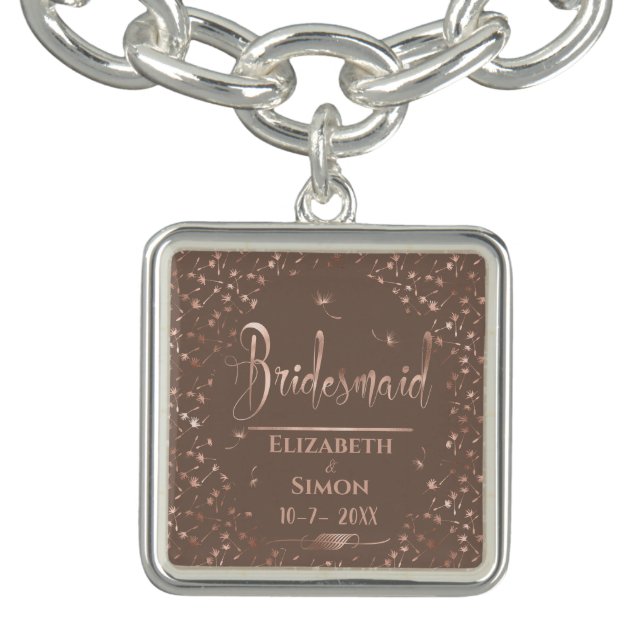 Rose Gold Dandelion Bridesmaid Gift Bracelet (Design)