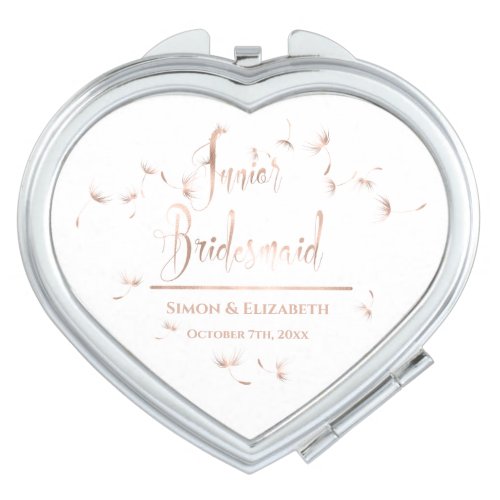 Rose Gold Dandelion Junior Bridesmaid Gift Compact Mirror