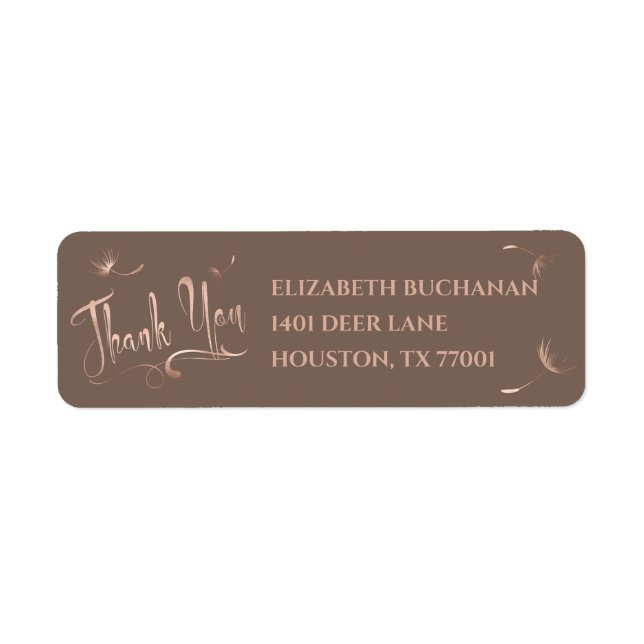 Rose Gold Dandelion Simple and Elegant Wedding Label (Front)