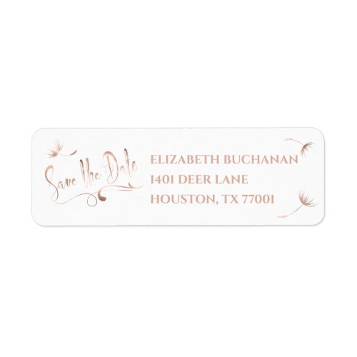Rose Gold Dandelion Simple and Elegant Wedding Label