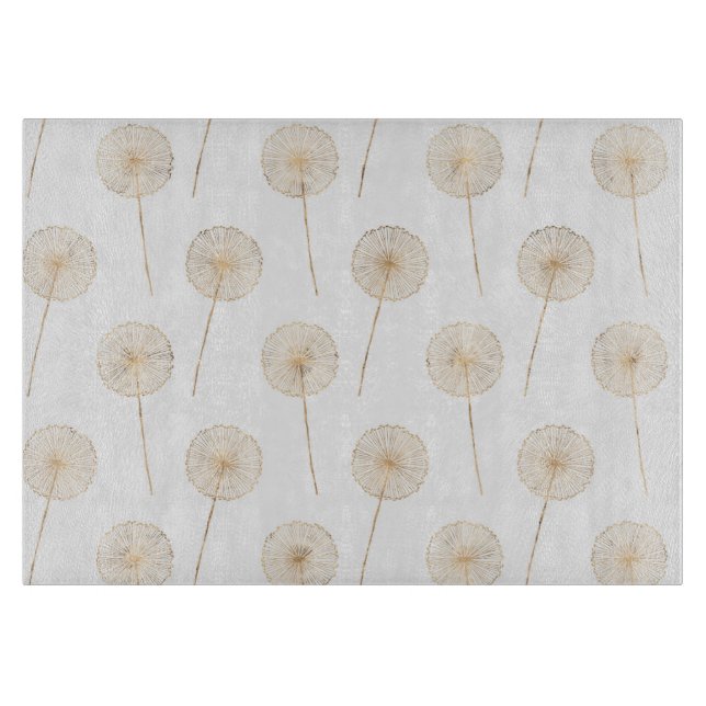 Rose gold dandelion wish white background cutting board (Front)