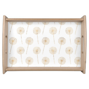Rose gold dandelion wish white background  serving tray