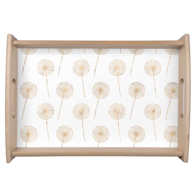 Rose gold dandelion wish white background  serving tray (Front)