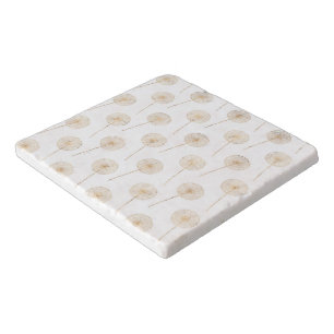 Rose gold dandelion wish white background  trivet
