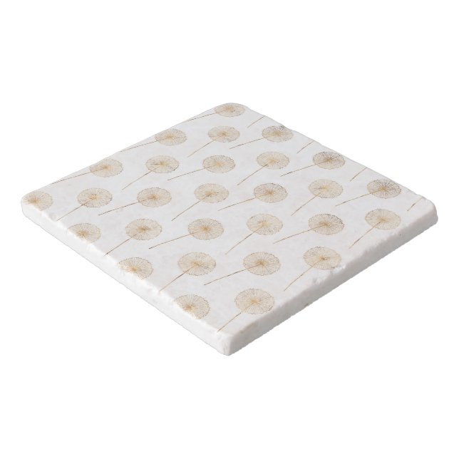 Rose gold dandelion wish white background  trivet (Corner)