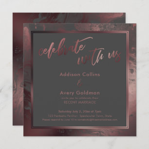 Rose Gold & Dark Gray Marble Celebrate with Us Invitation
