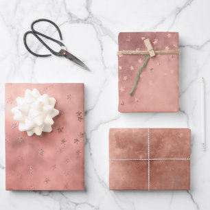 Rose Gold Dark Starry Cloud Wrapping Paper Sheets