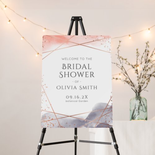 Rose Gold Dawn Watercolor Geometric Bridal Shower Foam Board