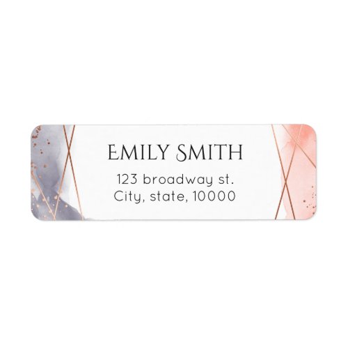 Rose Gold Dawn Watercolor Geometric return address Label