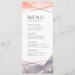Rose Gold Dawn Watercolor Geometric wedding menu