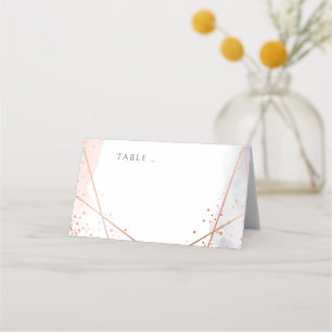Rose Gold Dawn Watercolor Geometric Wedding Place Card