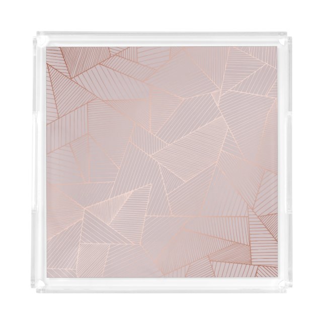 Rose gold decorative background, elegant. acrylic tray (Front)