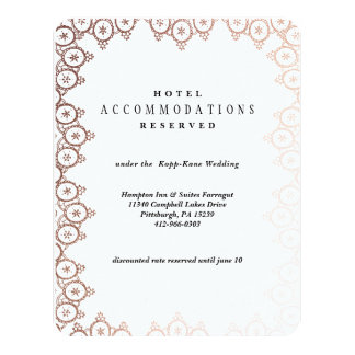 Rose Gold Delicate Wedding Hotel Card