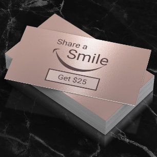 Rose Gold Dentist Share a Smile Dental Referral Card