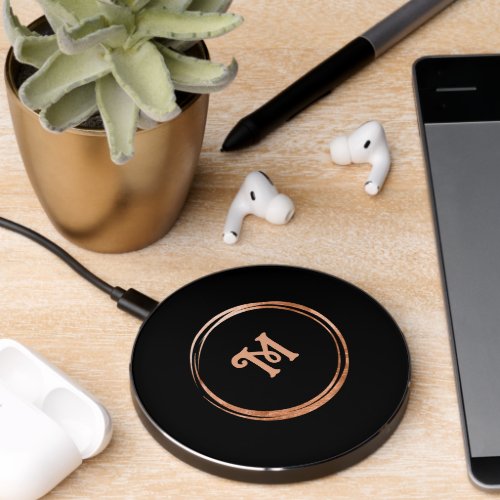 rose gold design monogram wireless charger 