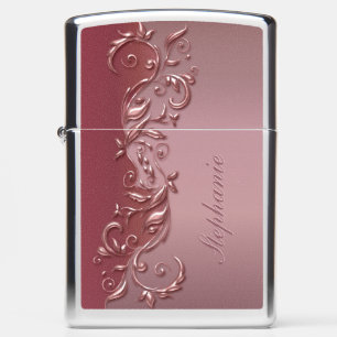 Rose Gold Design with DIY Text Zippo Lighter