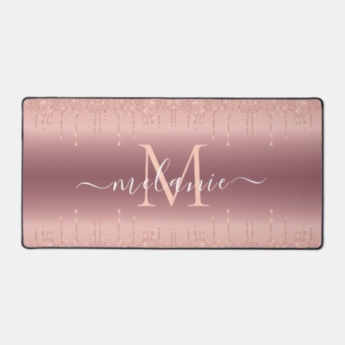 Rose Gold Desk Mat with Your Name and Letter 