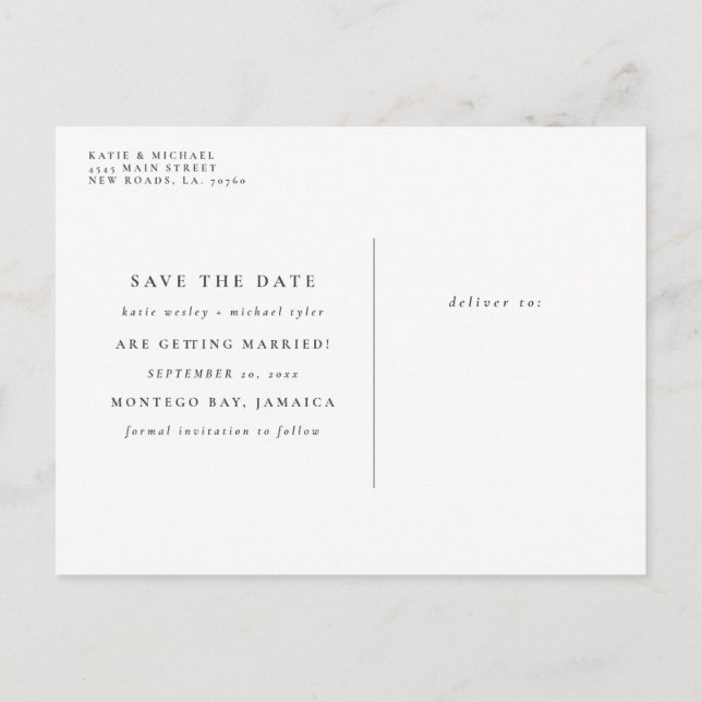 Rose Gold Destination Wedding Save the Date Announcement Postcard