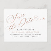 Rose Gold Destination Wedding Save the Date Announcement Postcard