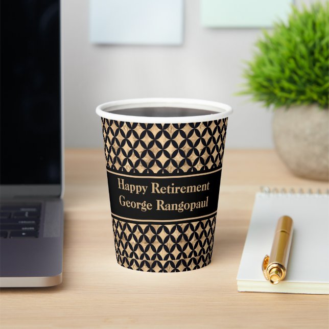 Rose gold diamond art deco geometric party paper cups (Insitu)