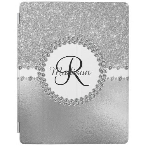 Rose Gold Diamond Bling Monogram Pretty Trendy iPad Smart Cover