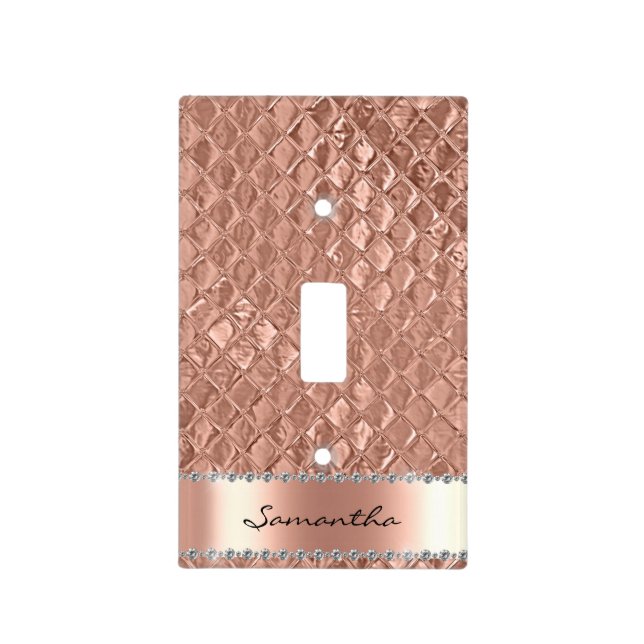 Rose Gold Diamond Foil Look Texure Light Switch Cover (Front)
