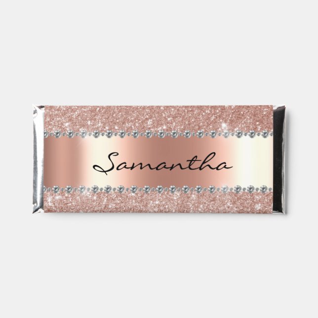 Rose Gold Diamond Glitter Bling Girly  Hershey Bar Favors (Front)