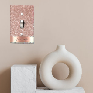 Rose Gold Diamond Glitter Bling Girly Light Switch Cover