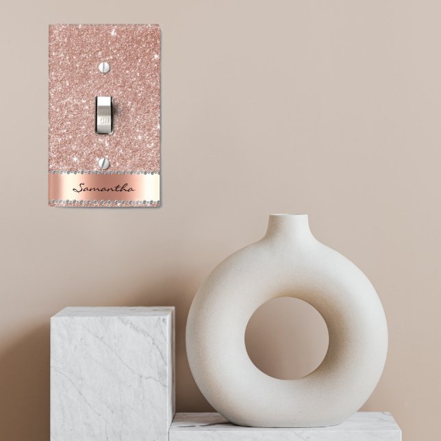 Rose Gold Diamond Glitter Bling Girly Light Switch Cover (Creator Uploaded)