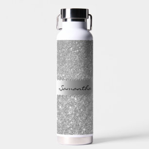 Rose Gold Diamond Glitter Bling Metallic Monogram Water Bottle