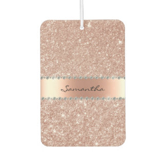 Rose Gold Diamond Glitter Bling Monogram   Air Freshener