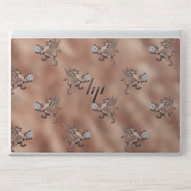 Rose Gold Diamond Griffon Gothic HP Laptop Skin (Front)
