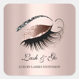 Rose Gold Diamond Makeup Artist Lash Extension Square Sticker